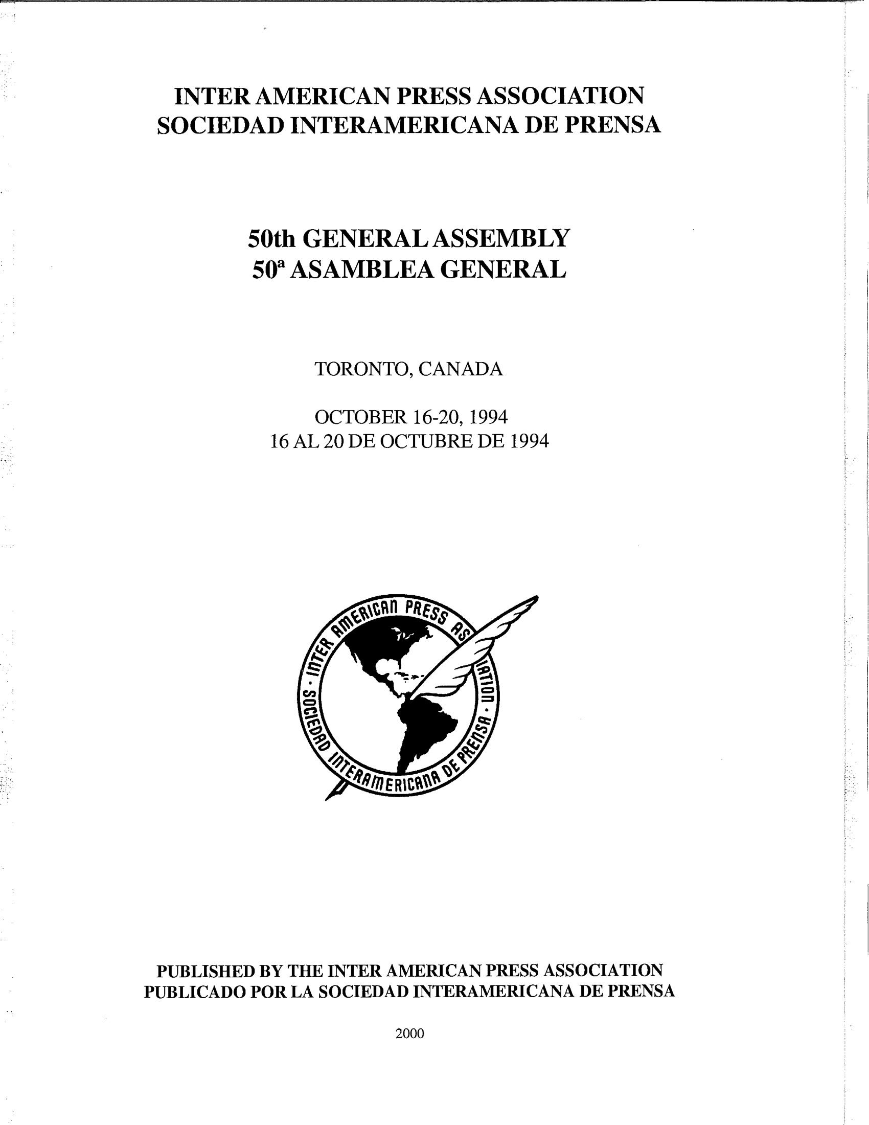 50a Asamblea General. Toronto, Canadá 1994.