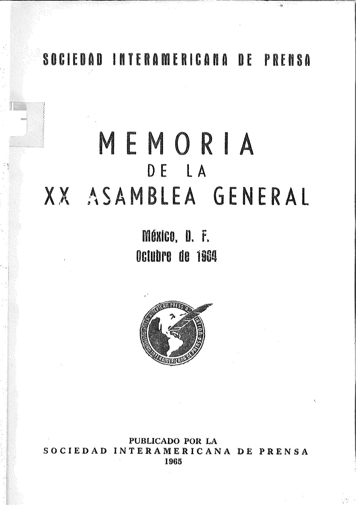 XX Asamblea General. Ciudad de México 1964.