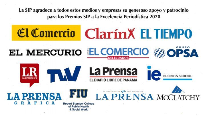 La SIP concede premios a la Excelencia Periodística 2020 a comunicadores de 12 países de las Américas