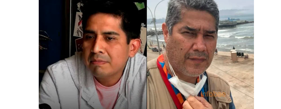 Journalist Eduardo Quispe and cameraman Elmer Valdiviezo, América TV. (Photo from Infobae)
