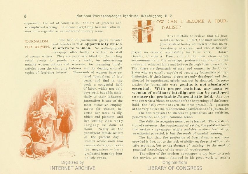 Documento de 1898: Periodismo para mujeres.