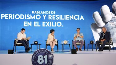En el panel, Carlos Lauría, director ejecutivo de la SIP; Luz Mely Reyes, Efecto Cocuyo, Venezuela; el periodista venezolano Boris Muñoz y Carlos Fernando Chamorro, Confidencial, Nicaragua.