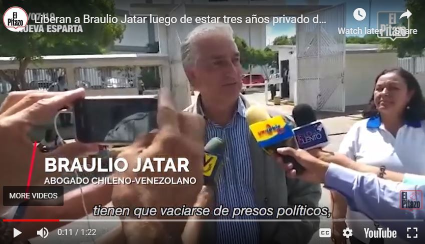 &nbsp;Braulio Jatar dando declaraciones a la prensa el 8 de julio de 2019. (Captura de video, El Pitazo)
